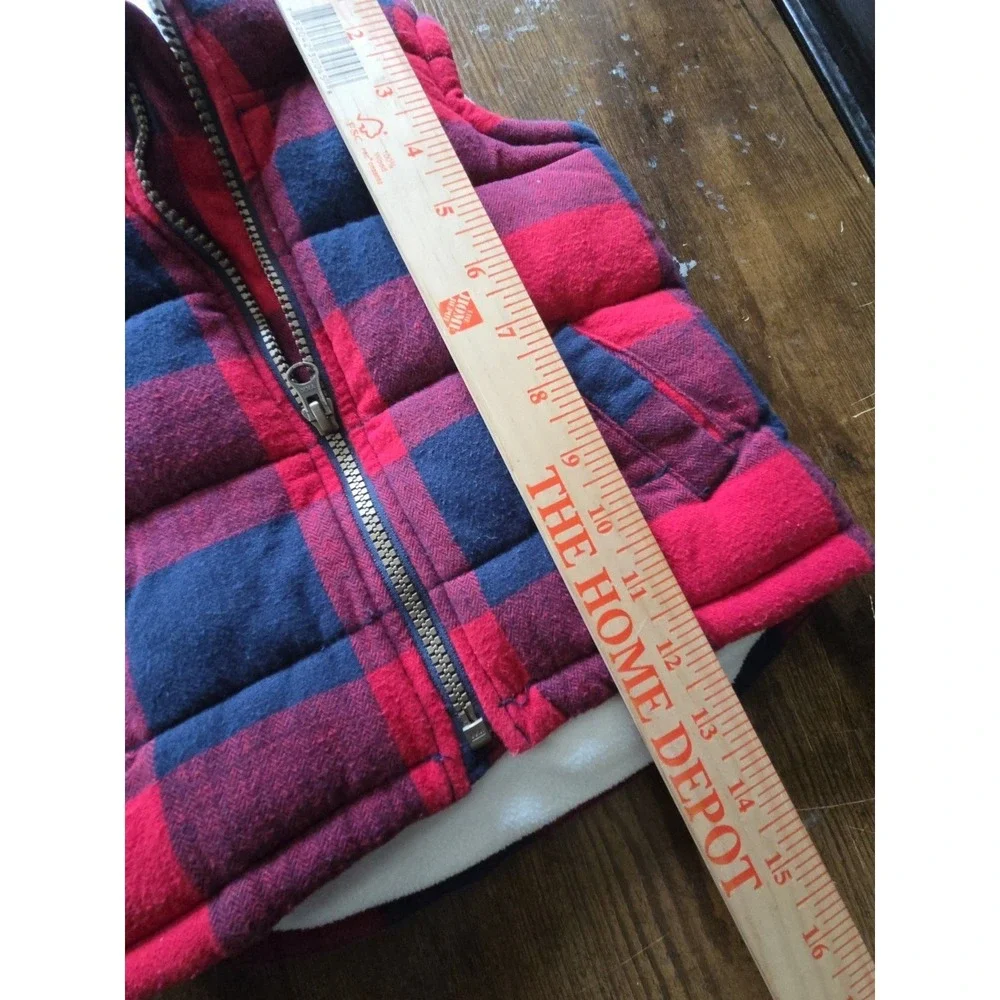 Old Navy Baby Boys Vest 12-18 Months‎ Red Buffalo Plaid Sherpa Lined Quilted